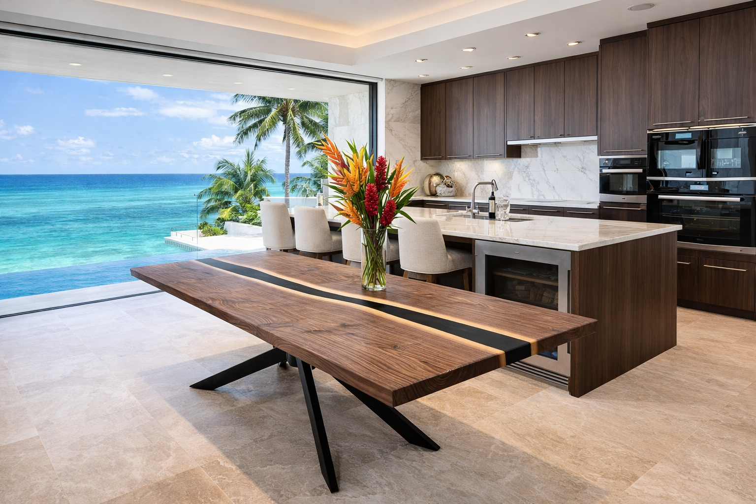 Black Walnut Black Mica Pigment Epoxy River Table