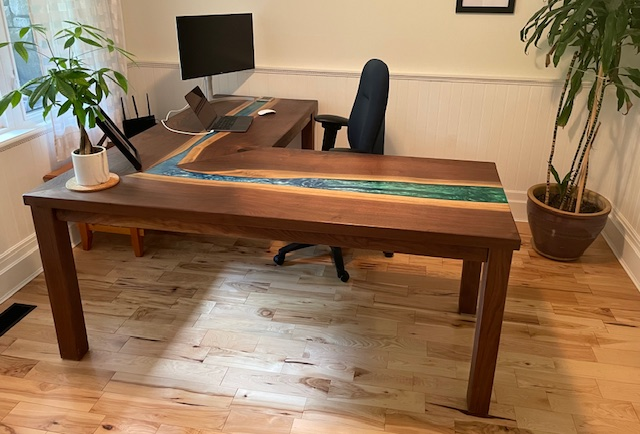 Black Walnut Green to Blue Epoxy River Desk