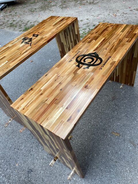 Butcher Block Waterfall Legs Simulator Tables