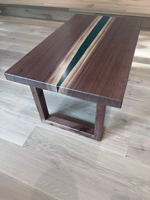 Black Walnut Green Epoxy River Coffee Table 