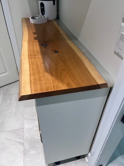 Cherry Wood with a Crystal White Epoxy Back Edge Bar