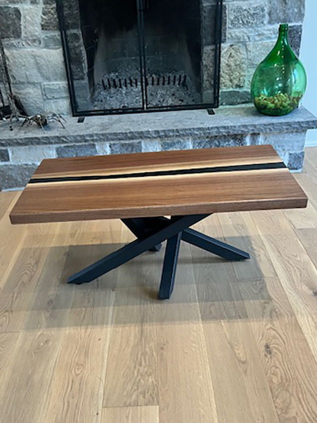 Black Walnut Black Epoxy River With Spider Legs