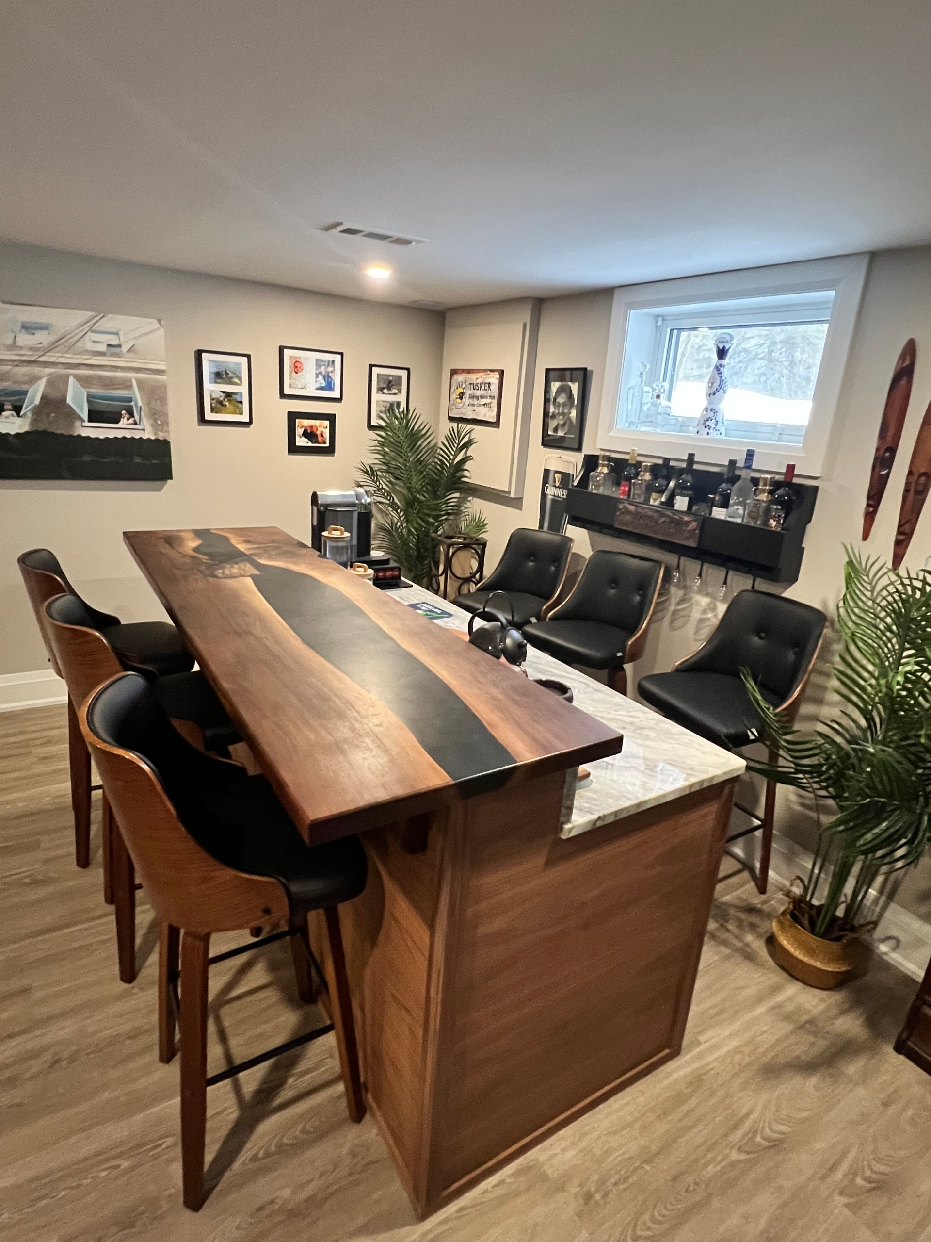 Black Walnut Black Epoxy River Bar Top