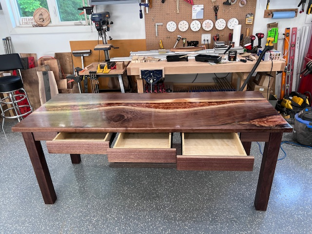 Black Walnut Copper Epoxy River 3 Drawer Desk