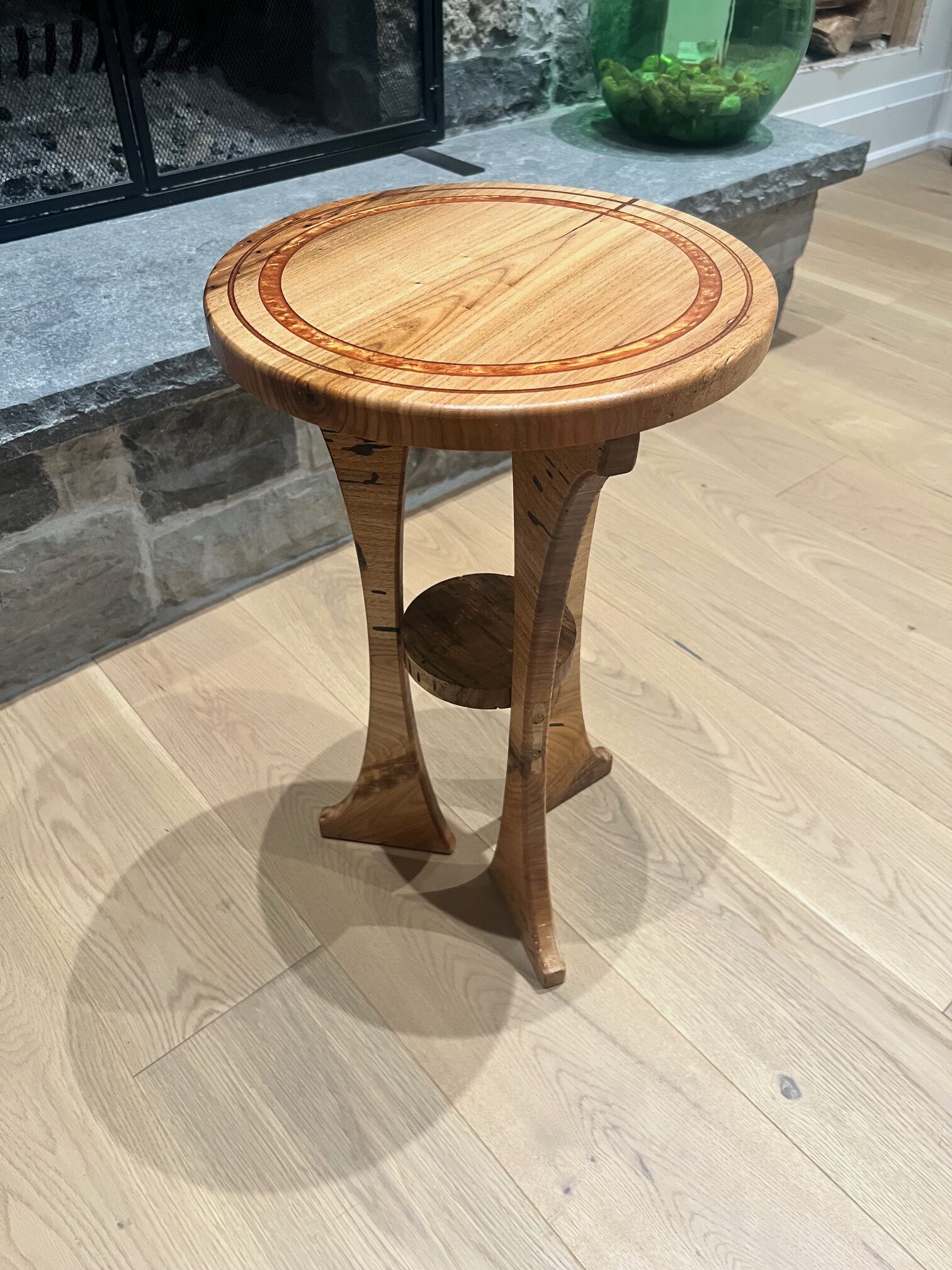 Butternut Side Table with Copper Epoxy Rings
